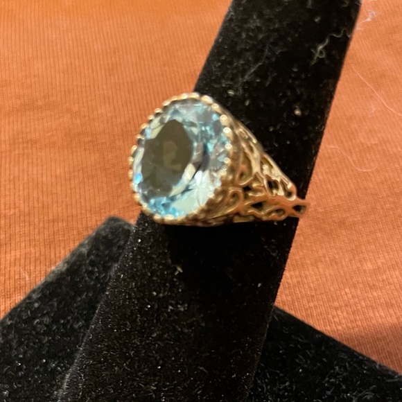 Natural blue topaz Sterling silver ring size 6 - Picture 2 of 4